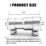 Peastorm 2 to 2.5 Inch Exhaust Adapter, 2 ID to 2.5' ID Exhaust Reducer Connector Pipe with Clamp'