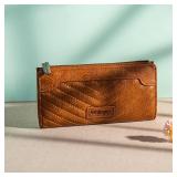 Wrangler Minimalist Wallet for Women Credit Card Wallet Ladies Travel Wallets Monederos de Mujer Card Cases & Money Organizers with Smooth Zippers for Women Brown