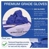 ProCure [Disposable Nitrile Gloves Large - Powder Free, Rubber Latex Free, Medical Exam Grade, Non Sterile, Ambidextrous - Soft with Textured Tips - Cool Blue