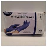ProCure [Disposable Nitrile Gloves Large - Powder Free, Rubber Latex Free, Medical Exam Grade, Non Sterile, Ambidextrous - Soft with Textured Tips - Cool Blue