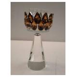 Hurricane Candle Holder, Gold Crystal Glass Candle Holders for Table Centerpiece, Shabbat Votive Candle Holders