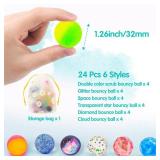 Ecoofor 24 Pieces Bouncy Balls 32mm Bounce Balls 6 Styles High Bouncing Balls Toys for Kids Party Favors Birthdays Gift Classroom