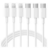 USB C to Lightning Cable 3Pack 6FT [MFi Certified] iPhone Fast Charger Cable USB-C Power Delivery Charging Cord for iPhone 14/13/12/11/XS/XR/X/8/iPad, White
