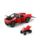 Toy Truck with Motorcycle Alloy Die Casting Model Pickup Truck Electric Vehicle Model Off - Road Wagon Toy Race Car -Sound and Light Effect Ideal Gift Age for 6 Year Up(black)