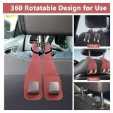Mudanku 2 Pack Upgrade Car Purse Hook for Car, Headrest Hooks for Car, Car Seat Bag Hooks for Headrest, Premium Leather Car Headrest Hanger with Metal Hooks, Car Organizer Backseat Gadgets (Beige)