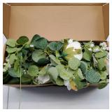 Anna's Whimsy 5.91FT Artificial Eucalyptus Garland with Flowers, Fake Flower Rose Gypsophila, Faux Floral Greenery Garland for Wedding Spring Home Party Craft Art Table Runner Decor