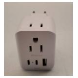 European Travel Plug Adapter, 1 Pack Foldable International Power Plug Adapter with 2 AC Outlets 3 USB Charging Ports(2 USB C), Travel Essentials