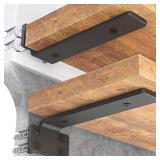 Goovilla Shelf Bracket, Heavy Duty Floating Shelf Brackets 8 inch Long, 6 Pack Brackets for Shelves, Black Coated Metal Wall Shelf Support Brackets with 1/5 Inch Thick and 160 lb. Load Capacity