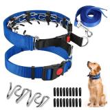 Prong Training Collar with Comfort Tips and Quick Release Snap Buckle - Dog Choke Pinch Collar with Nylon Cover - Classic Collar and Leash