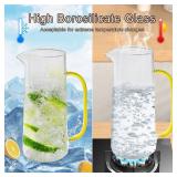 38 oz Glass Water Pitcher Jug with Handle and Spout Heat Resistant Water Carafes Cold Brew Iced Tea Sun Tea Jar Bedside Cocktail Sangria Drink Pitcher Dispenser Milk