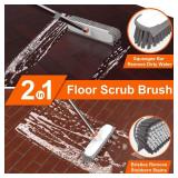 Floor Scrub Brush with Long Handle, Stiff Bristles Deck Brush, BITOPE Multi-Purpose Heavy Duty Hardwood Floor Scrubber, Cleaning Concrete Balcony Patio Garage Outdoor/Indoor