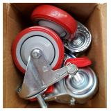 4 Inch Total Lock Caster - Red Polyurethane Wheel - 1/2-13 x1-1/2 Threaded Stem Set of 4'