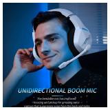 BINNUNE Wireless Gaming Headset with 2.4GHz for PS5, PS4, PC, Switch, FPS Gamers, 120Hrs+ Bluetooth 5.3 Gaming Headsets with Noise Canceling Mic, 50MM Headphones for Laptop, Mobile, Mac (White)