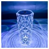 xibulun Crystal Touch Control Rose Lamp - 16 Color Dimmable LED Desk Lamp Light, Battery Operated Small Table Lamp for Bedroom with Remote Controller, Night Light, Gift for Mom Dad Wife