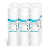 Membrane Solutions 5 Micron 10x2.5' String Wound Whole House Water Filter Replacement Cartridge Universal Sediment Filters for Well Water - 6 Pack'