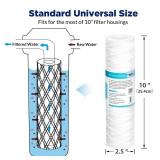 Membrane Solutions 5 Micron 10x2.5' String Wound Whole House Water Filter Replacement Cartridge Universal Sediment Filters for Well Water - 6 Pack'