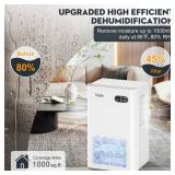 ToLife Dehumidifiers for Home 95 OZ Water Tank, 1000 sq.ft Dehumidifier for Basement Bedroom Bathroom with Auto Shut Off 7 Colors LED Light,White
