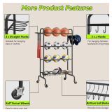 IBUYKE Basketball Rack, 4-Layers Rolling Ball Storage Rack with Wheels, Movable Garage Sports Equipment Storage Organizer for Basketball Football Soccer Volleyball Outdoor Indoor, Black TBL002B