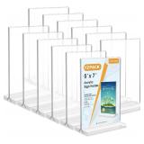 MaxGear 5x7 Acrylic Sign Holder 12 Pack, Double Sided Display Stand, Clear Paper Holder Picture Frame, Plastic Menu Stand Photo Frame for Stores, Restaurants, Hotels, Office