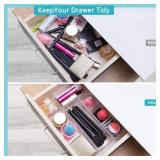 44 PCS Clear Plastic Drawer Organizers Set, 4 Size Versatile Bathroom and Vanity Organizer Trays, Cosmetic Display Cases for Makeup, Jewelries, Bedroomï¼Kitchen Utensils and Office