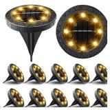 Solar Powered Ground lights 12 Pack,Waterproof LED Solar Lights Outdoor Solar Disk Lights Decorative,Solar Garden Lights for Landscape Pathway Patio Yard Walkway Path Lawn Driveway Lighting Warm White