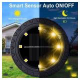 Solar Powered Ground lights 12 Pack,Waterproof LED Solar Lights Outdoor Solar Disk Lights Decorative,Solar Garden Lights for Landscape Pathway Patio Yard Walkway Path Lawn Driveway Lighting Warm White