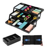 BAOLIVE Smart Drawer Organizer Multi Level, Adjustable Folding Junk Drawer Organizer For Kitchen, Bathroom, Office, And Bedroom â Space-Saving Makeup Organizer (Black)