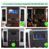Loddery 9.7 Inch Android 13 Car Radio for Dodge RAM 1500 2500 3500 2009 2010 2011 2012 IPS Touch with Wireless & Wired Carplay, Double Din Built-in GPS WiFi DSP Camera MIC 2GB +32GB (2+32G)