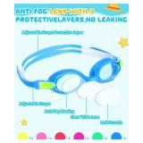 Hoteam 24 Pairs Swim Goggles for Kids bulk 4-9 Wide Vision Swimming Anti Fog Pool Goggles with Cases Boys Girls