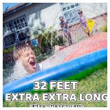 JAMBO 32FT Extra Extra Long Slip Splash and Slide and 2 Bodyboards, Heavy Duty Water Slide with Inflatable Crash Pad, Double Lane Slip Slides, Outdoor Backyard Water Slides n Toys for Kids