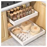 Getsrichfc 2 Pack 16.8\" Deep Pull Out Drawers for Cabinets, Expandable Slide Out Drawers for Kitchen Cabinets, Pull Out Cabinet Organizer Roll Out Shelves for Pantryï¼Width 12.2\"-19.7\", Whiteï