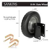 Gate Wheel 8\" Rubber Gate Caster 2 Pcs Heavy Duty Gate Helper Support Wheel Side Mount for Swing Gate Metal Tube Fence Chain Link Gate,Fits 1-5/8\" to 2\" O.D. Round Tube Gate Frames