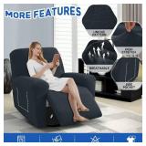 MAXIJIN Waterproof Recliner Chair Covers 3 Pieces Recliner Cover That Stay in Place, Washable Lazy Boy Recliner Slipcovers with Pockets Reclining Protector for Pet, Kids (Recliner, Dark Gray)