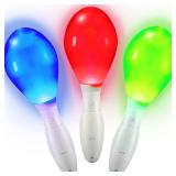 ArtCreativity Light-Up Color Changing Maracas, Pack of 3, Flashing LED Music Hand Shakers, Fun Noise Makers and Toy Musical Instruments, Birthday Party Favors, Goodie Bag Fillers for Kids