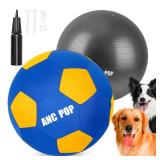 ANC POP Herding Ball for Dogs & Horses - 20\" Large Blue & Yellow Ball with Hand Pump
