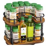 Lazy Susan Organizer Spice Rack for Cabinet - Height Adjustable Rotating Lazy Turntable Spice Organization for Table Top Pantry Kitchen, Wood Lazy Susan 10 inches Black