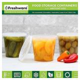 Freshware Food Storage Containers 24 oz Plastic Deli Containers with Lids, Slime, Soup, Meal Prep Containers, BPA Free, Stackable, Leakproof, Microwave/Dishwasher/Freezer Safe, 48 count (pack of 1)