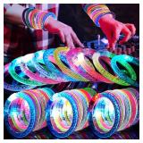 OLUPP 90 Pack Glow Bracelets, Glow in the Dark Party Supplies, 6 Color LED Light Up Bracelets for Adults & Kids Birthday Party Favors, Concert, New Year, Carnival, Raves