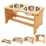 HTB Elevated Dog Bowls,Raised Dog Bowl Stand with 2 Stainless Steel Bowls,Elevated Raised Dog Bowls for Large Medium Small Sized Dogs