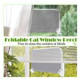keny Cordless Cat Window Perch, Foldable Cat Window Hammock with 4 Suction Cups, Reversible Cover with Two Different Kinds of Fabrics, 40Lbs Load Capacity Sturdy Cat Window Bed for Cats Inside, Grey
