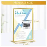 Hoteam 18 Pack Frame Acrylic Sign Holder Table Number Holders Wedding Sign Double Sided Picture T Shape Vertical Clear Stand for Restaurant Menu Home Photo Display (Vertical,4 x 6 Inch)