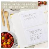 Aesthetic Recipe Binder with Waterproof Cover - The Perfect Recipe Book with Plastic Sleeves to Write in Your Own Recipes - Quality Blank Cookbook Binder, Cards incl.