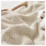 Bedsure 100% Cotton Muslin Blanket King Size for Bed - 4-Layer Breathable and Lightweight Thin Soft Summer Gauze Muslin Blanket for Adults, Linen Beige, 108x90 Inches