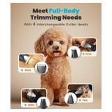 oneisall Quiet Dog Clippers for Grooming LED Light, Cordless Dog Grooming Kit 4 in 1, 2000mAh Pet Clippers Paw Trimmer Nail Grinder for Paw, Nail, Face, Ears, Legs, Body
