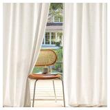 MIULEE Non-See-Through Privacy Linen Curtains 2 Panels, Light Filtering Window Curtains Farmhouse Textured Back Tab Semi Sheer Drapes for Bedroom Living Room, 52 x 90 Inches Long, Natural White