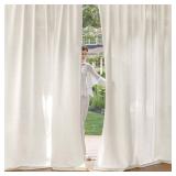 MIULEE Non-See-Through Privacy Linen Curtains 2 Panels, Light Filtering Window Curtains Farmhouse Textured Back Tab Semi Sheer Drapes for Bedroom Living Room, 52 x 90 Inches Long, Natural White