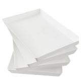 US Acrylic White Plastic Serving Trays (Set of 4) 15â x 10â | Large Unbreakable Reusable Rectangular Party Platters | Serve Appetizers, Fruit, Veggies, & Desserts | BPA-Free & Made in USA