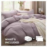Bedsure Dusty Purple Duvet Cover Queen Size - 3 Pieces Prewashed Cotton-Like Extra Soft Bedding Set, Includes 1 Duvet Cover 90x90 Inches with Zipper Closure & 2 Pillow Shams, Comforter Not Included