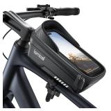 Lamicall Bike Frame Bag Waterproof - [1s Release] [2 in 1] Bike Phone Bag, Bike Phone Holder Mount, Bicycle Top Tube Bag, Cycling Pouch with Rain Cover, Bike Accessories for Phones Under 7\"