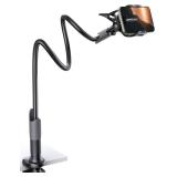 Lamicall Gooseneck Phone Holder for Bed - Cell Phone Mount Clamp Clip, Flexible Long Arm, Overhead Mount for Desk Headboard Bedside, for iPhone 16 Pro Max, 15 Pro Max, 14 Plus, 13 Mini & 4-7\" Phone